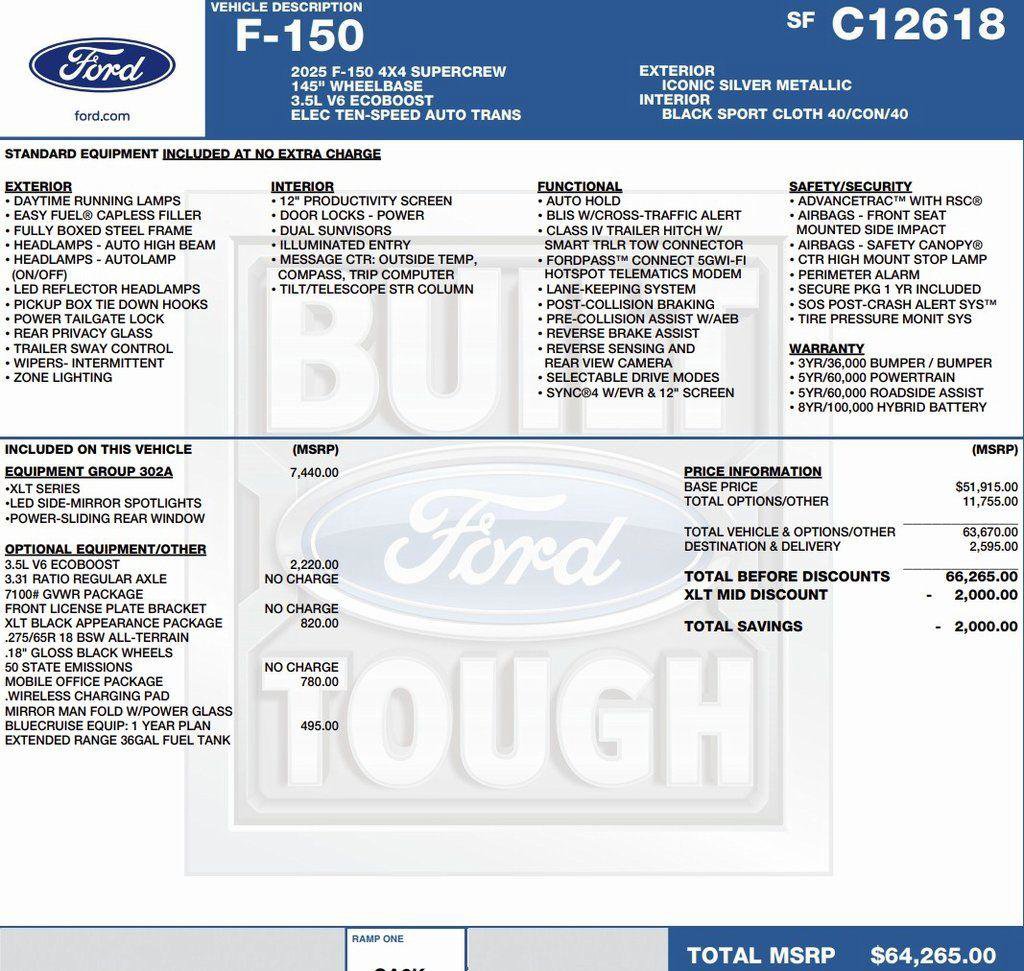 New 2025 Ford F150 XLT w/ Equipment Group 302A MID image 2