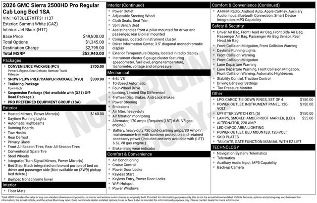 New 2026 GMC Sierra 2500 Pro w/ Convenience Package AWD/4WD image 3