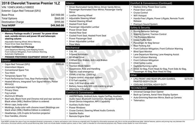 Certified 2018 Chevrolet Traverse Premier AWD/4WD image 37