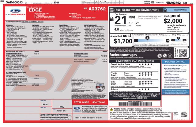 Certified 2022 Ford Edge ST w/ Equipment Group 401A AWD/4WD image 39