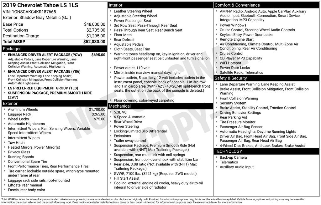 Used 2019 Chevrolet Tahoe LS w/ Enhanced Driver Alert Package image 32