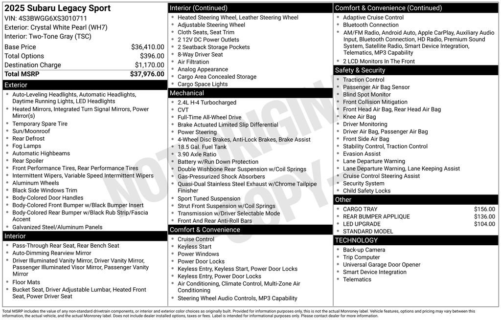 Used 2025 Subaru Legacy Sport image 6