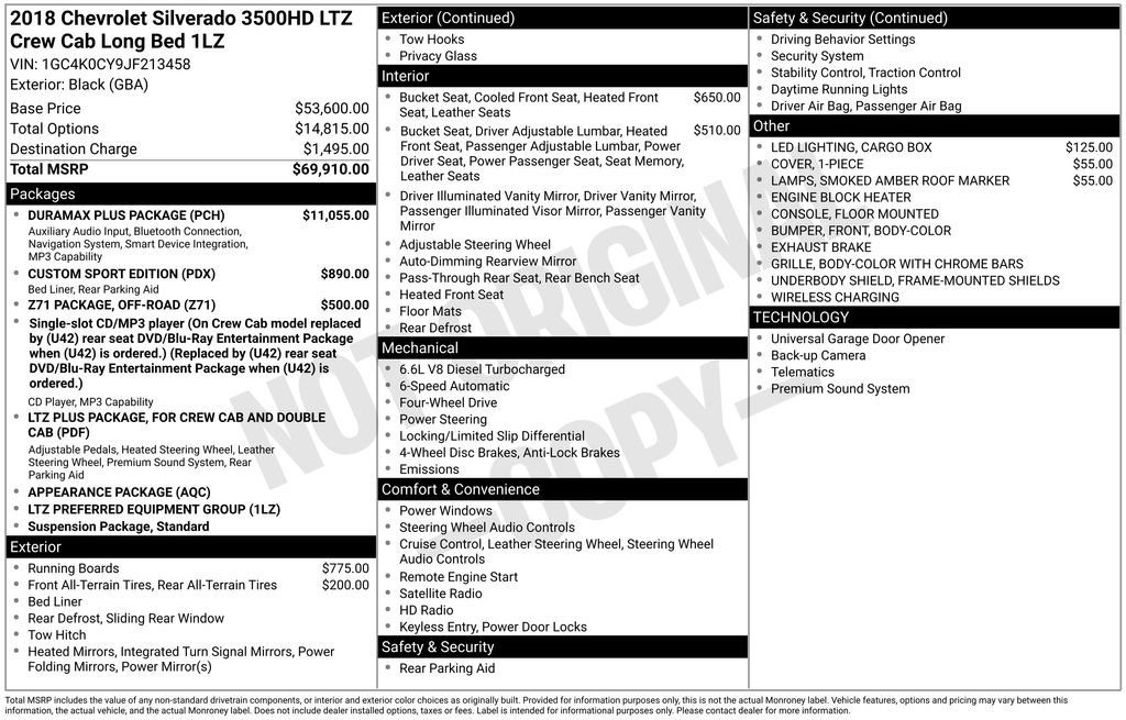 Used 2018 Chevrolet Silverado 3500 LTZ w/ Duramax Plus Package image 3