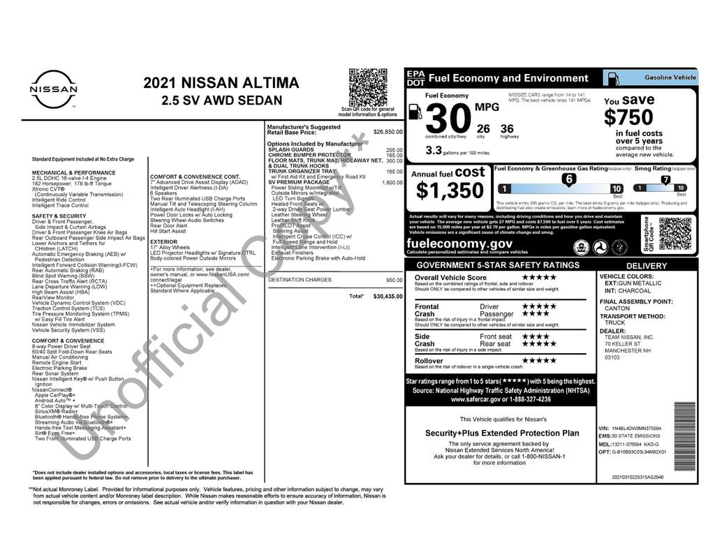 Used 2021 Nissan Altima 2.5 SV w/ SV Premium Package image 9