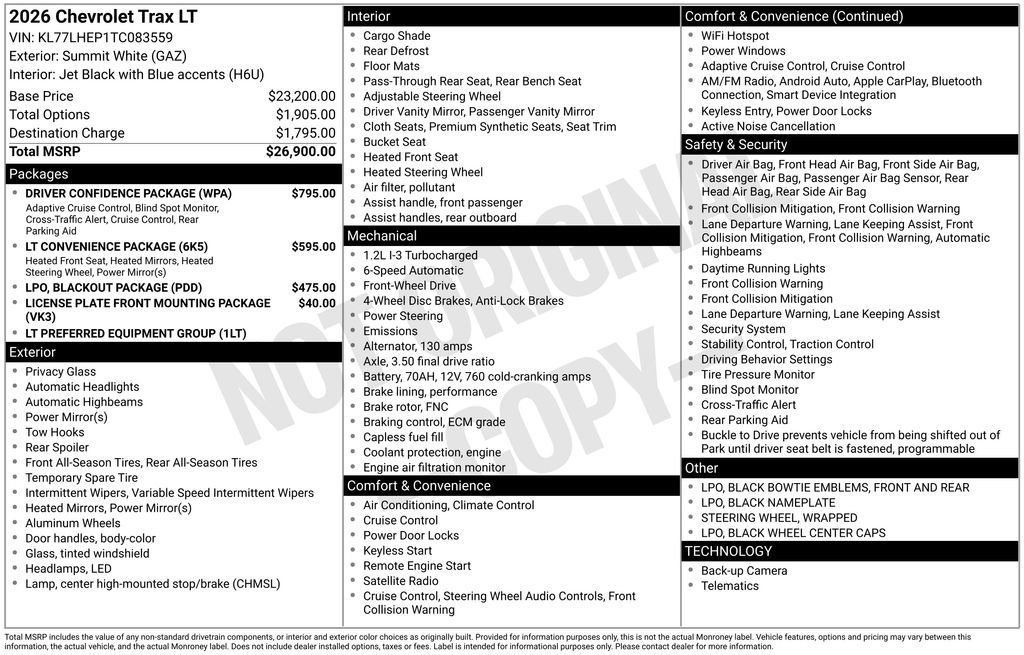 New 2026 Chevrolet Trax LT w/ Driver Confidence Package FWD image 8