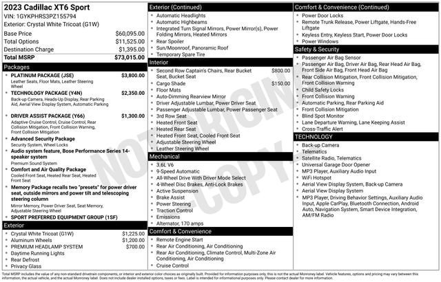 Certified 2023 Cadillac XT6 Sport w/ Platinum Package AWD/4WD image 37