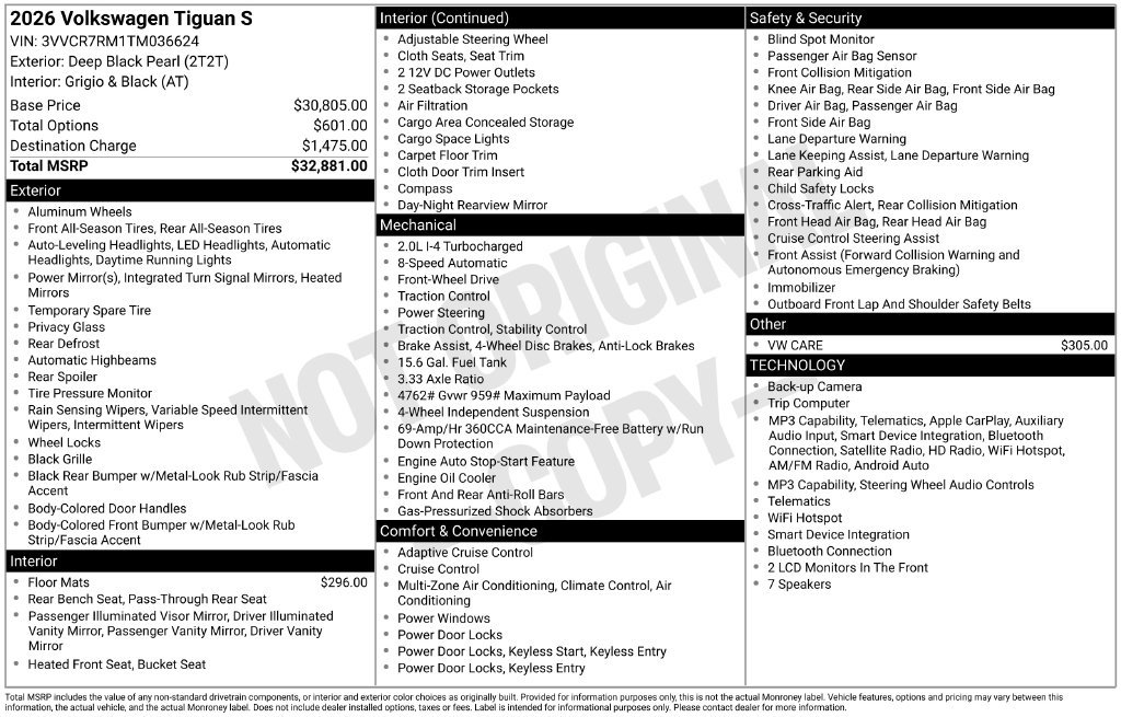 Certified 2026 Volkswagen Tiguan S FWD image 10
