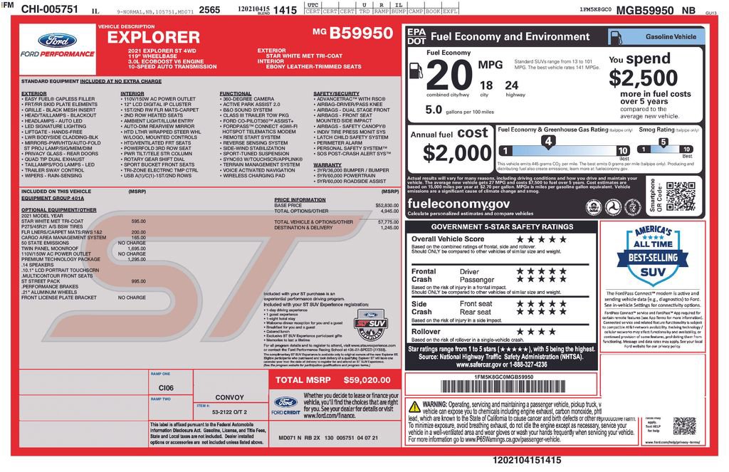 Used 2021 Ford Explorer ST w/ Equipment Group 401A image 2