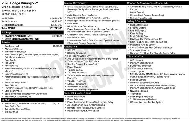 Used 2020 Dodge Durango R/T w/ Blacktop Package image 20