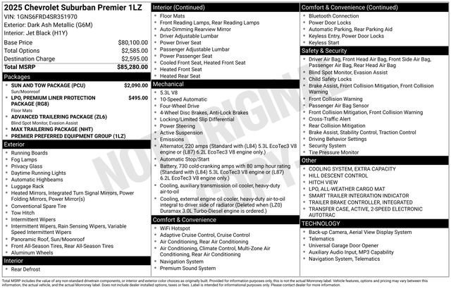Used 2025 Chevrolet Suburban Premier w/ Sun And Tow Package AWD/4WD image 5