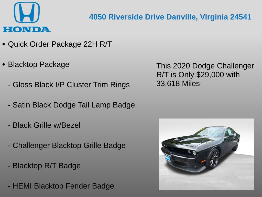 Used 2020 Dodge Challenger R/T w/ Blacktop Package RWD image 7