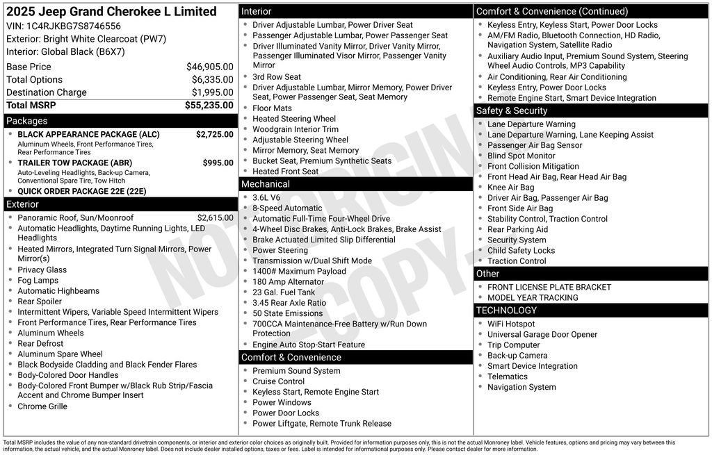New 2025 Jeep Grand Cherokee L Limited w/ Black Appearance Package image 2