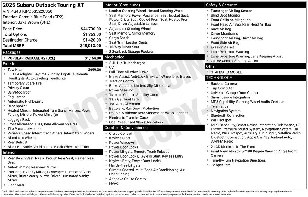 Used 2025 Subaru Outback Touring XT w/ Popular Package #2 AWD/4WD image 15