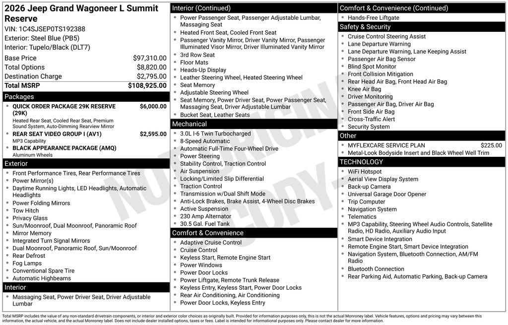 New 2026 Jeep Grand Wagoneer L Summit AWD/4WD image 37