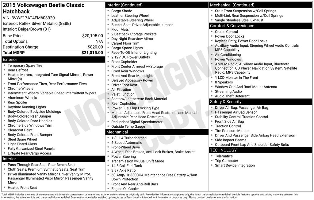 Used 2015 Volkswagen Beetle 1.8T Classic image 4