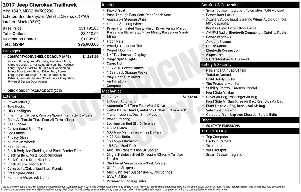 Used 2017 Jeep Cherokee Trailhawk w/ Comfort/Convenience Group image 8