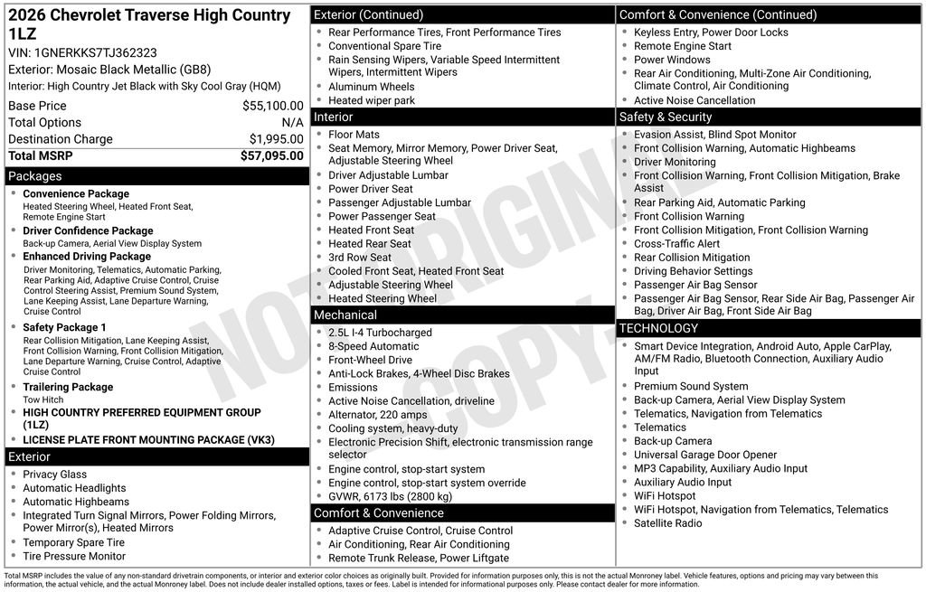 New 2026 Chevrolet Traverse High Country FWD image 8