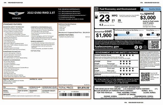 Used 2022 Genesis GV80 2.5T image 3