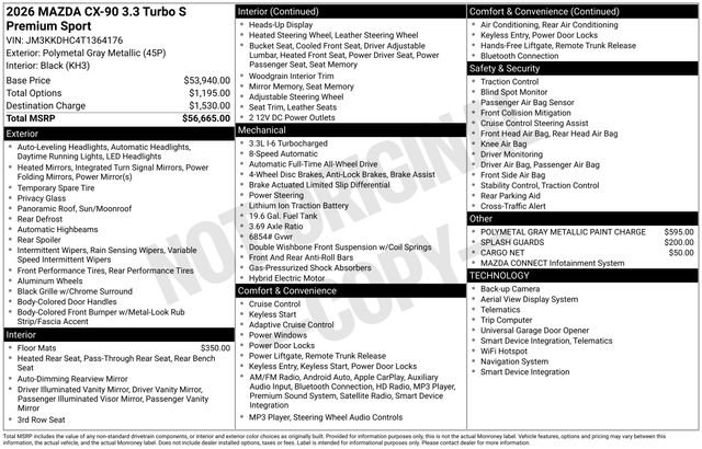 New 2026 MAZDA CX-90 3.3 Turbo S w/ Premium Package image 2