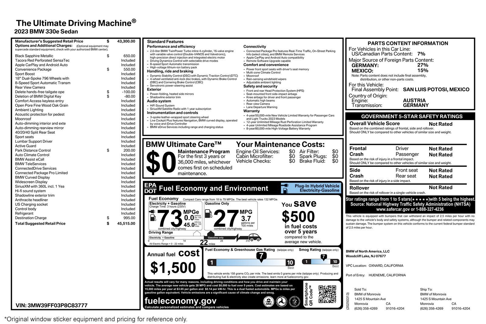 Used 2023 BMW 330e w/ Convenience Package image 3