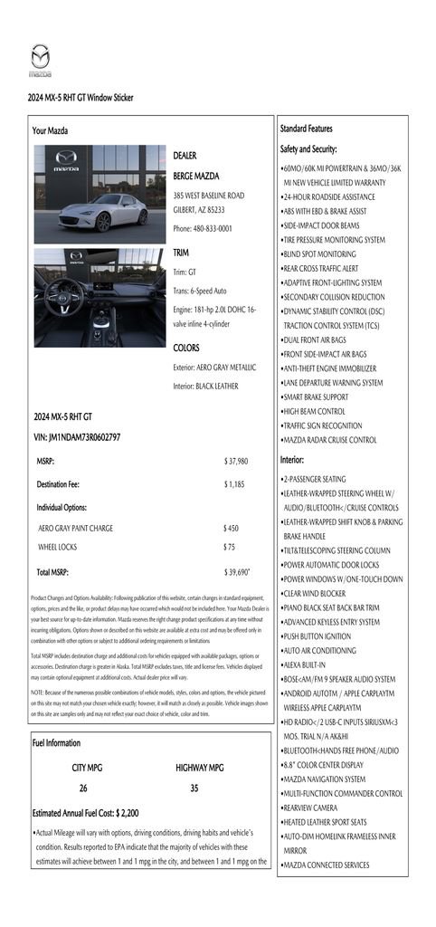 Used 2024 MAZDA MX-5 Miata RF Grand Touring image 5