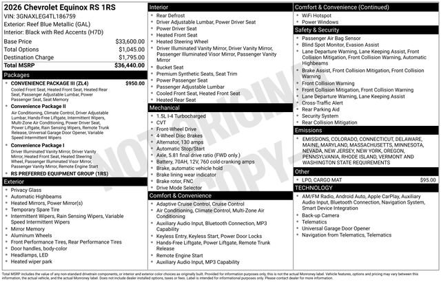 New 2026 Chevrolet Equinox RS w/ Convenience Package III image 15