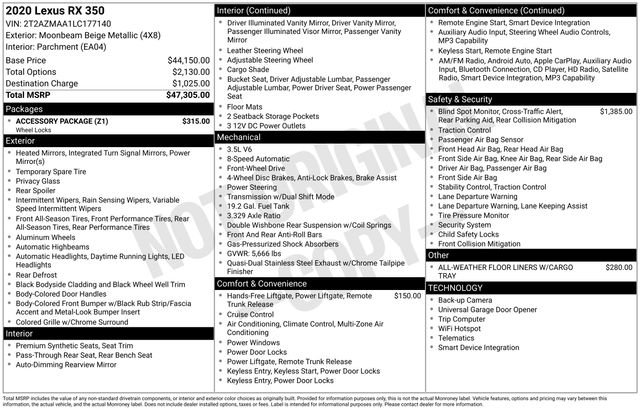 Used 2020 Lexus RX 350 FWD w/ Accessory Package image 43