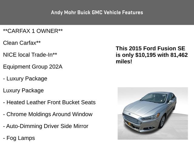 Used 2015 Ford Fusion SE w/ Equipment Group 202A FWD image 4