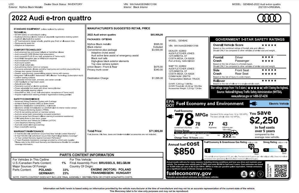 Used 2022 Audi e-tron Premium w/ Convenience Plus Package image 11