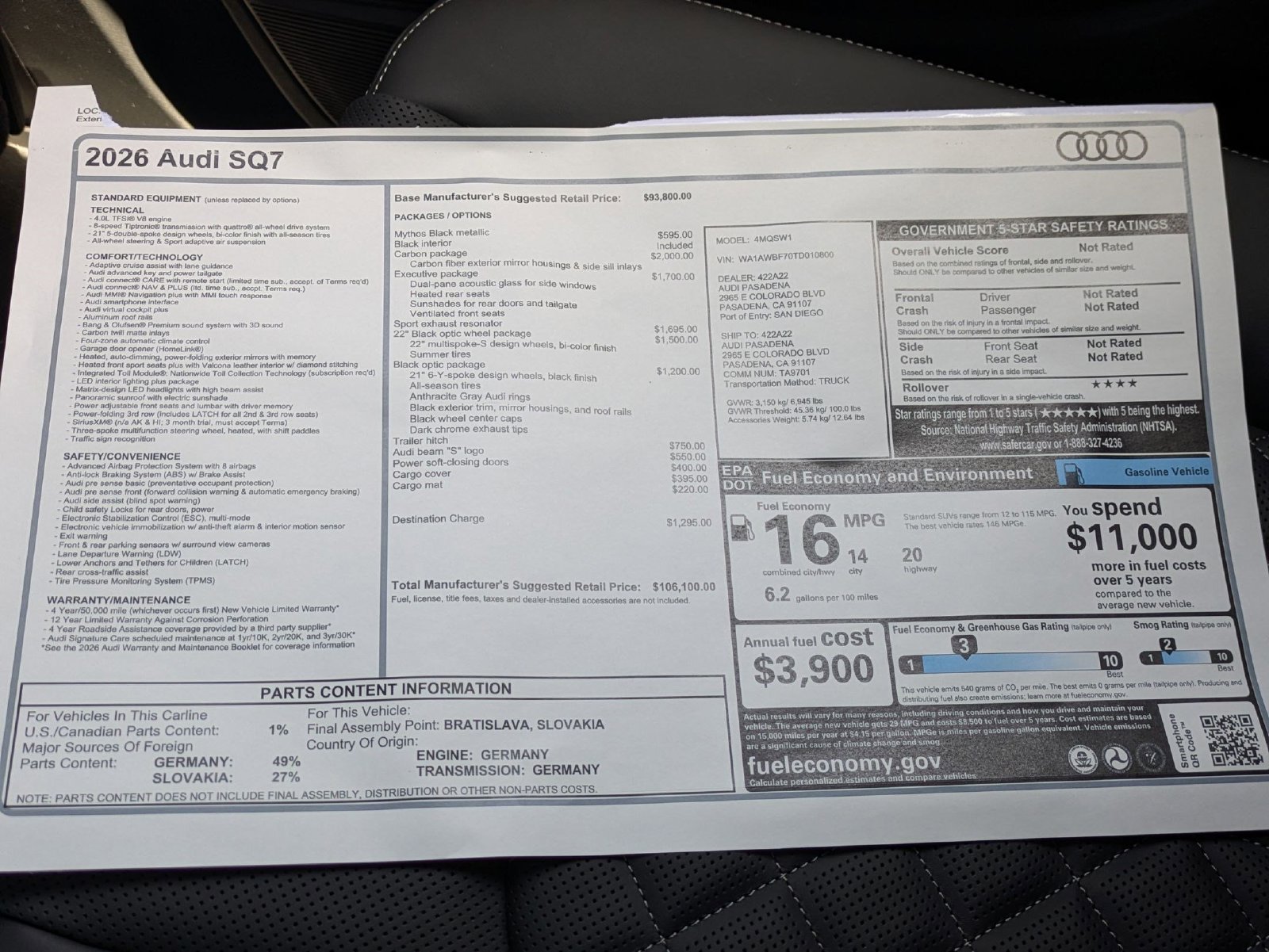 New 2026 Audi SQ7 Premium Plus AWD/4WD image 18