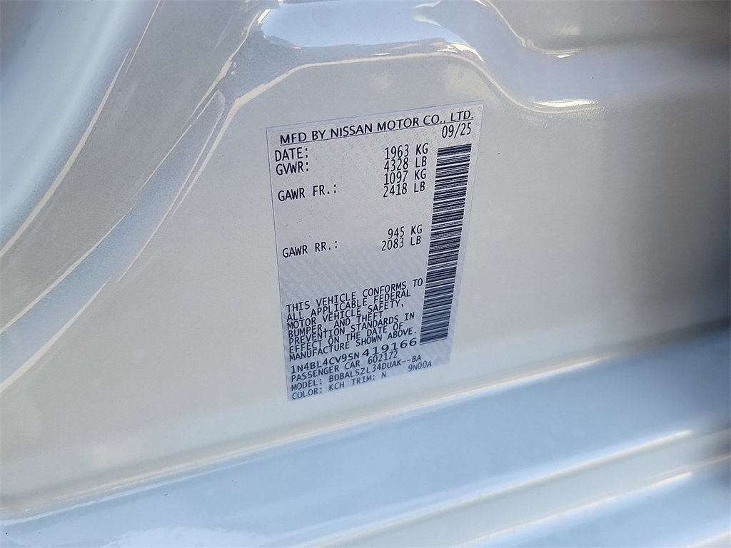 New 2025 Nissan Altima 2.5 SR w/ SR Premium Package image 10