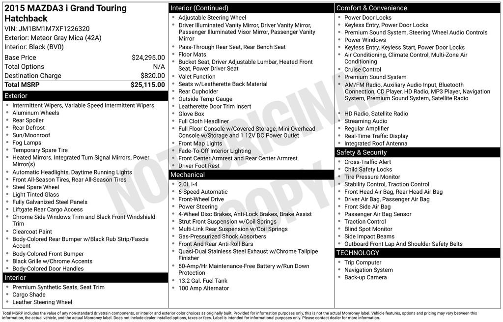 Used 2015 MAZDA MAZDA3 i Grand Touring image 6