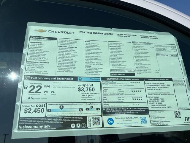 New 2026 Chevrolet Tahoe High Country AWD/4WD image 37