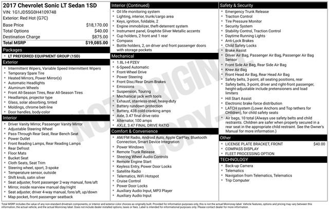 Used 2017 Chevrolet Sonic LT image 7