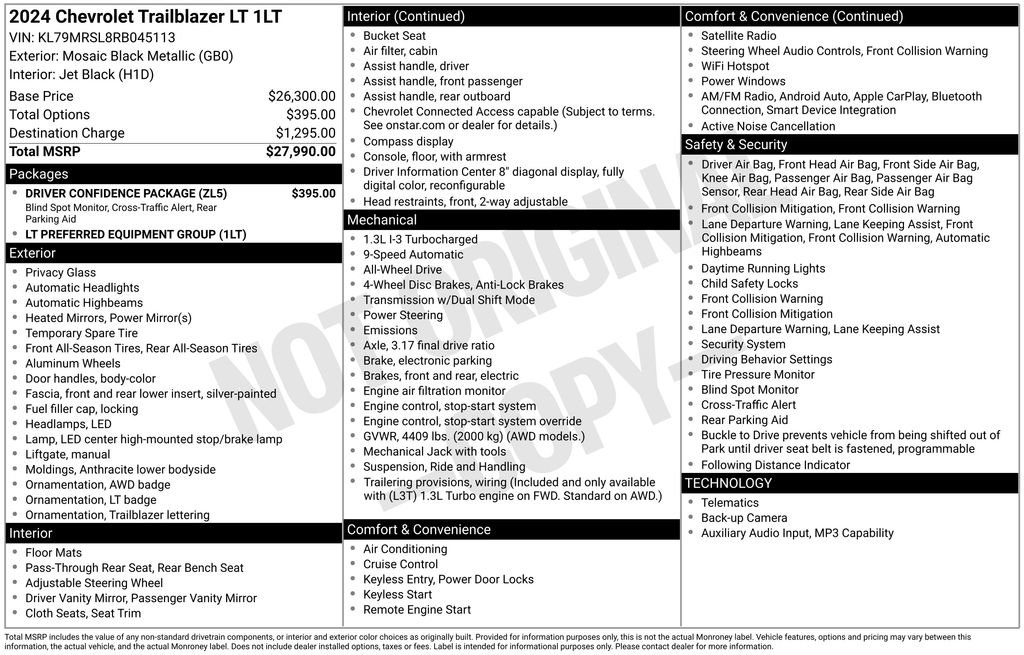 Used 2024 Chevrolet TrailBlazer LT w/ Driver Confidence Package AWD/4WD image 33