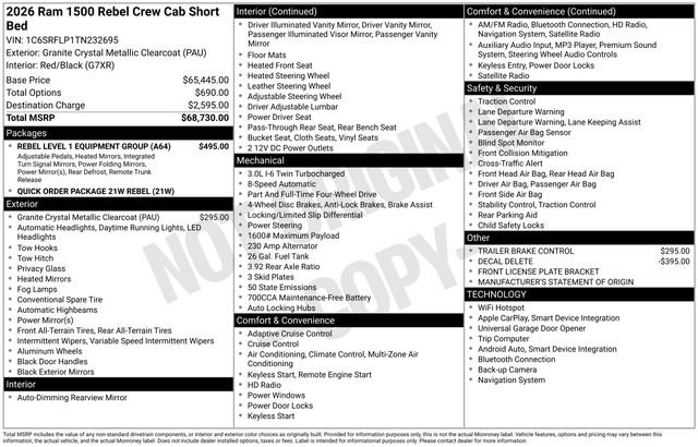 New 2026 RAM 1500 Rebel w/ Rebel Level 1 Equipment Group AWD/4WD image 19