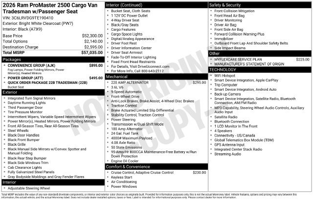 New 2026 RAM ProMaster 2500 w/ Convenience Group FWD image 24