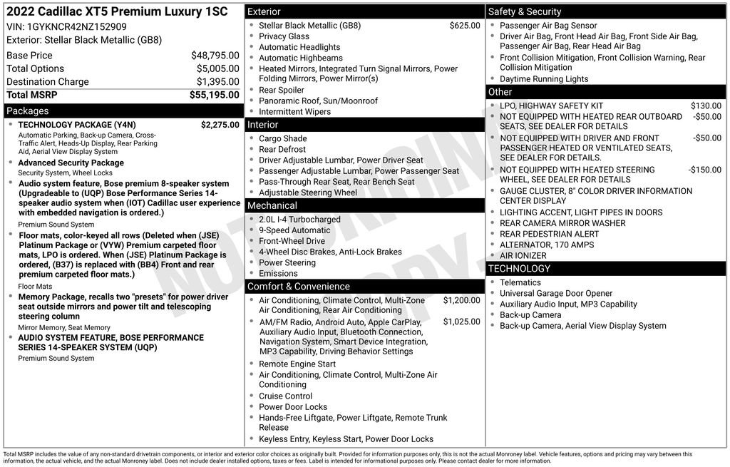 Used 2022 Cadillac XT5 Premium Luxury w/ Technology Package image 36