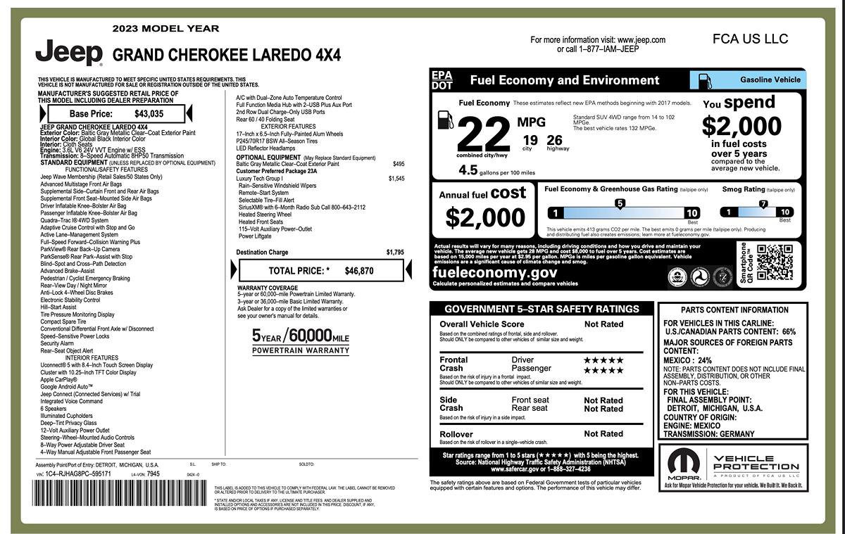 Used 2023 Jeep Grand Cherokee Laredo w/ Luxury Tech Group I image 10