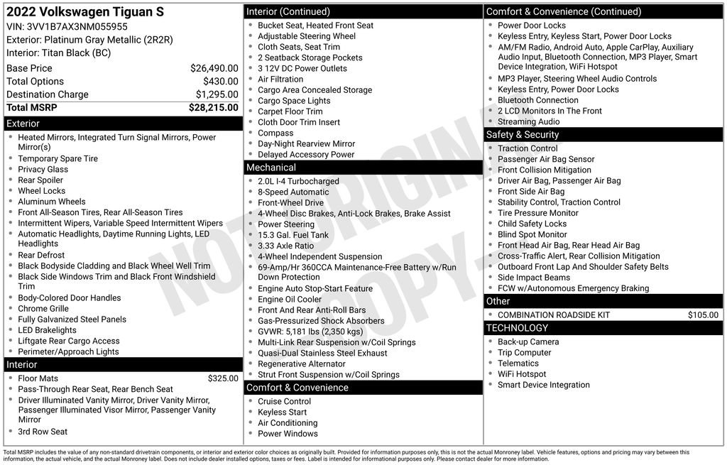 Used 2022 Volkswagen Tiguan S image 8