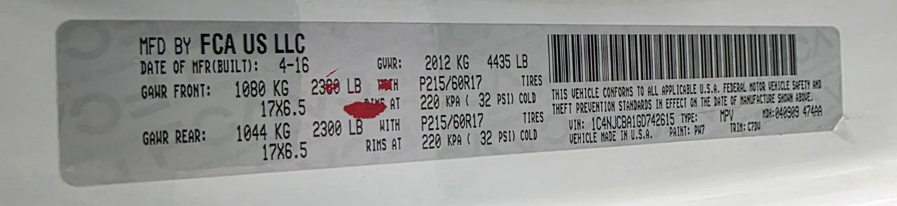 Used 2016 Jeep Compass Sport w/ Power Value Group image 35