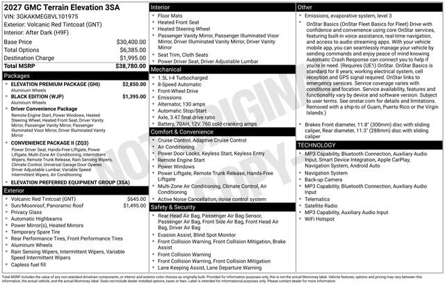 New 2027 GMC Terrain Elevation w/ Elevation Premium Package FWD image 3