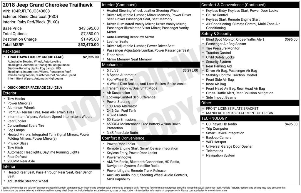 Used 2018 Jeep Grand Cherokee Trailhawk w/ Trailhawk Luxury Group image 19