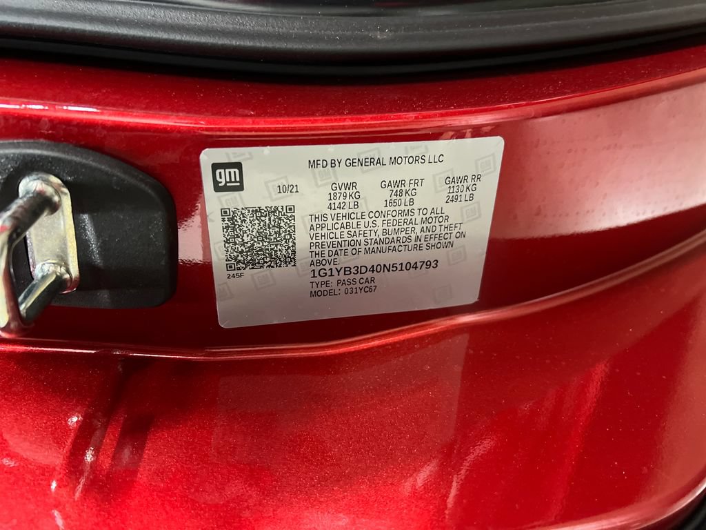 Certified 2022 Chevrolet Corvette Stingray Preferred Conv w/ Z51 Performance Package RWD image 20