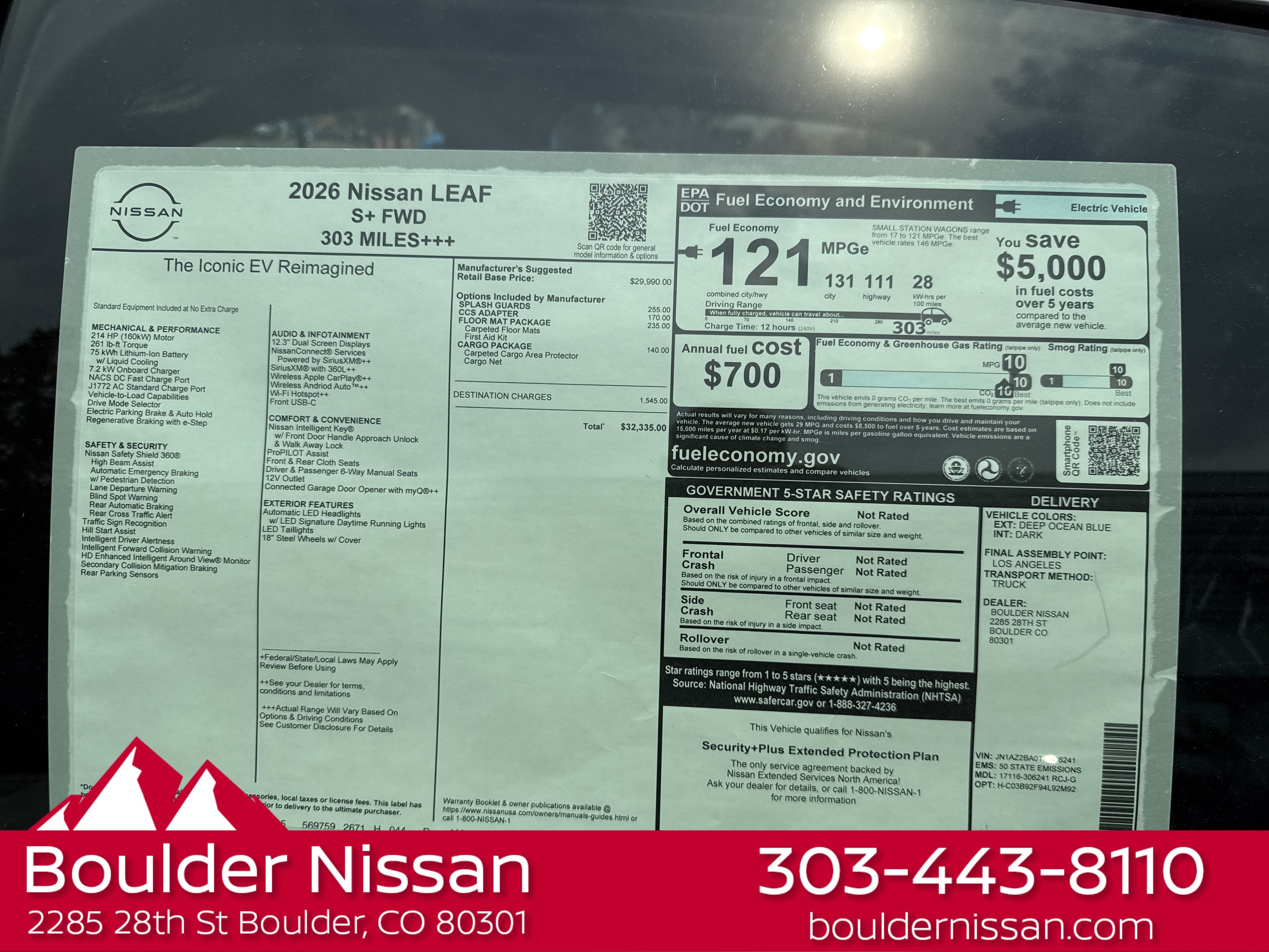 New 2026 Nissan Leaf w/ Floor Mat Package (S+) FWD image 4