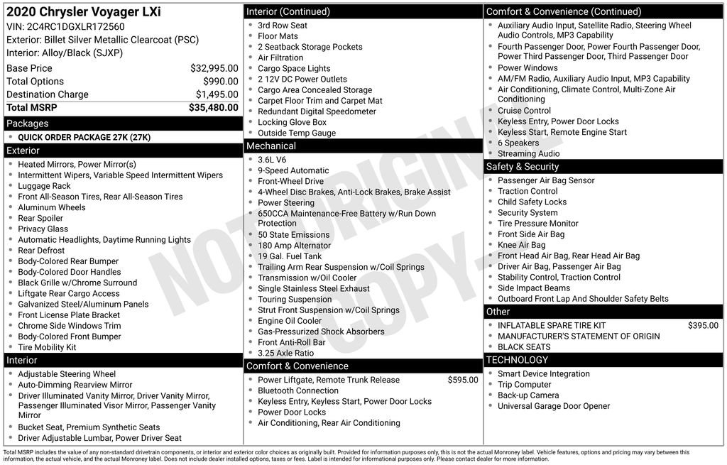 Used 2020 Chrysler Voyager Lxi FWD image 34