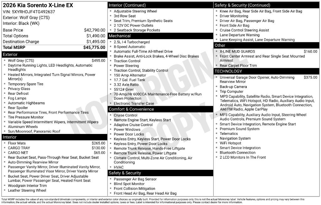 New 2026 Kia Sorento X-Line EX AWD/4WD image 4