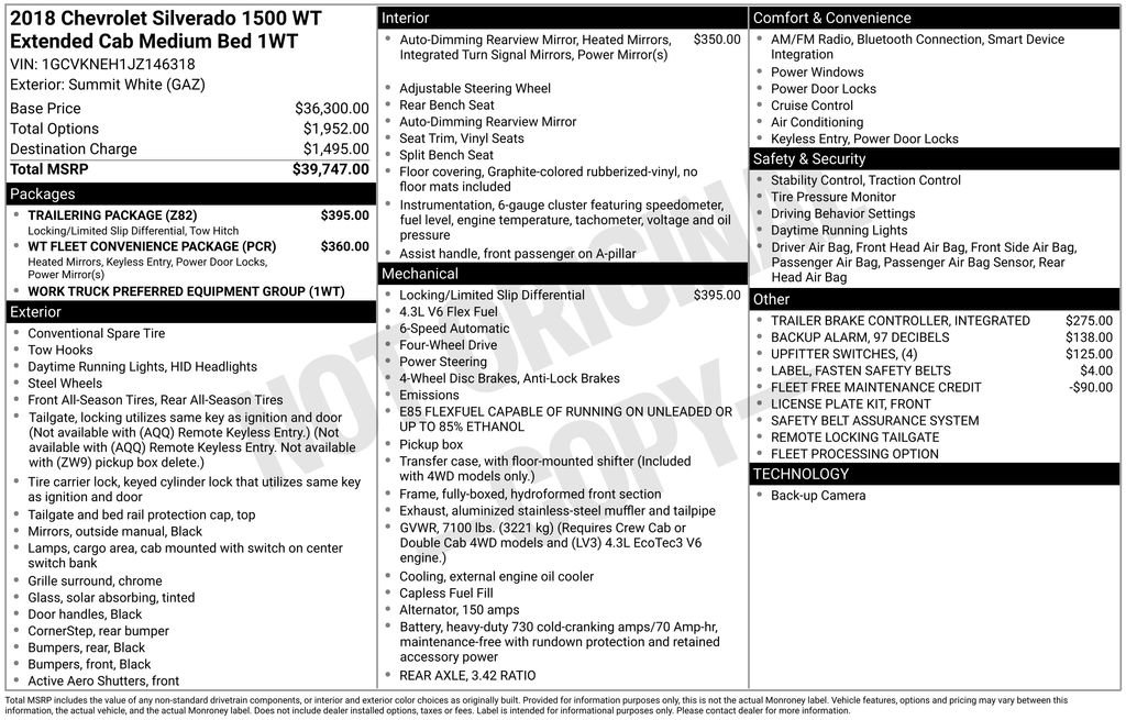 Used 2018 Chevrolet Silverado 1500 W/T w/ Trailering Package image 10