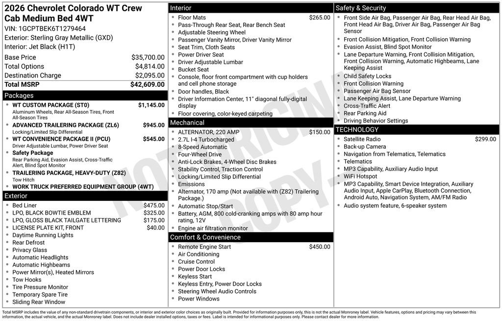 New 2026 Chevrolet Colorado W/T w/ WT Custom Package AWD/4WD image 36