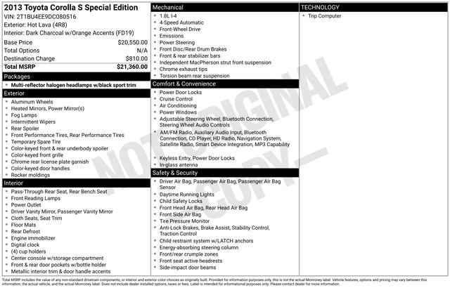 Used 2013 Toyota Corolla S Special Edition FWD image 10